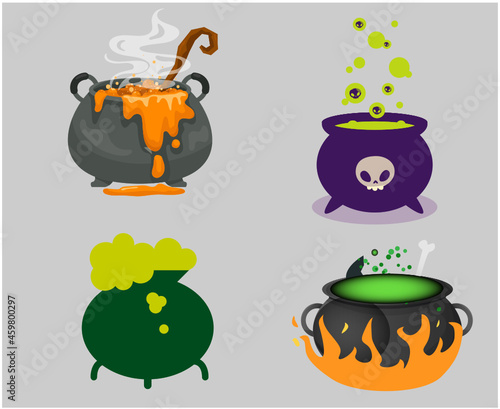 Pots Objects Signs Symbols Vector Illustration Abstract With Gray Background