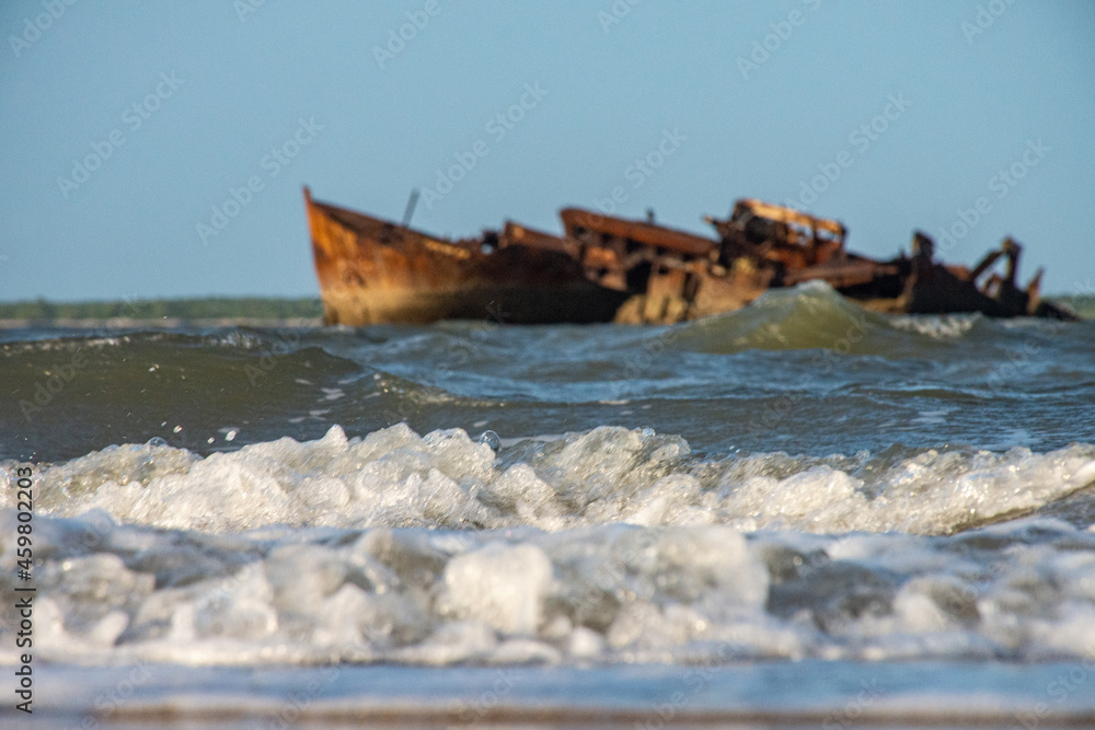 ship stranded in the city of tutoia, maranhao