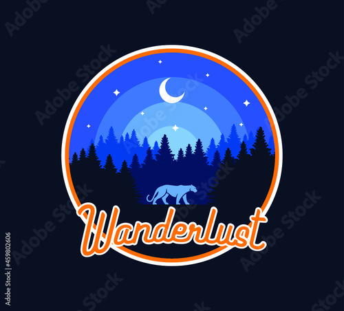 wanderlust wild adventure landscapes badge design