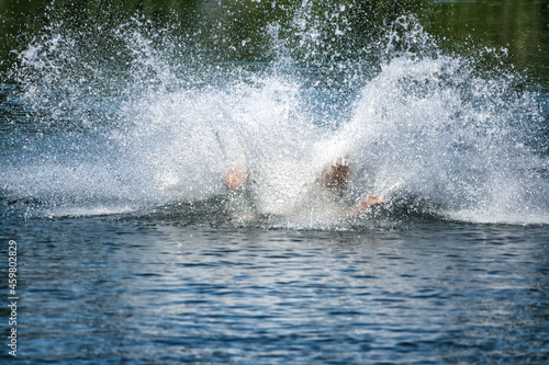 Water splashing on sea in summer. © Sergei