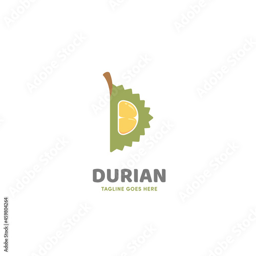 Durian open slice logo icon in letter D shape