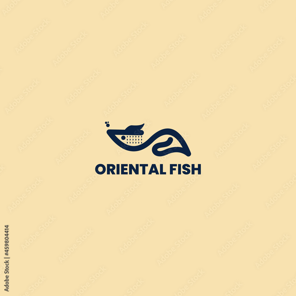 Obraz premium oriental fish logo design illustration