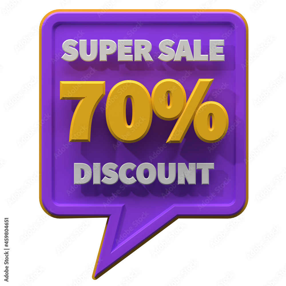3d super sale promo 70 percent discount isolated. useful for e-commerce and online shopping illustration