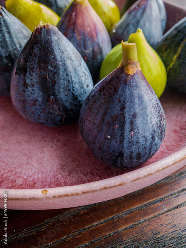 fresh figs on a wooden table