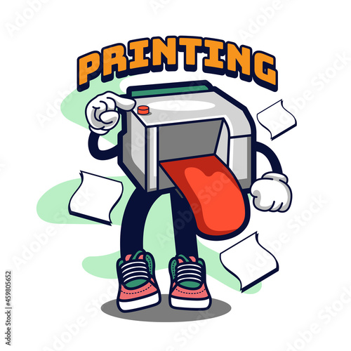Printer Character vintage 90's illustration