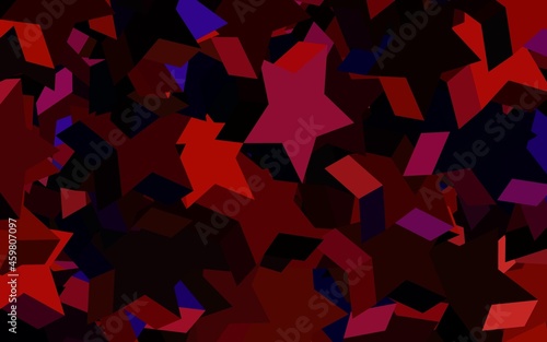 Dark Pink, Red vector template with sky stars.