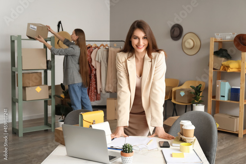 Female business owner proce...
