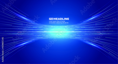 Intersection of opposite luminescent lines Collision speed force sense technology background