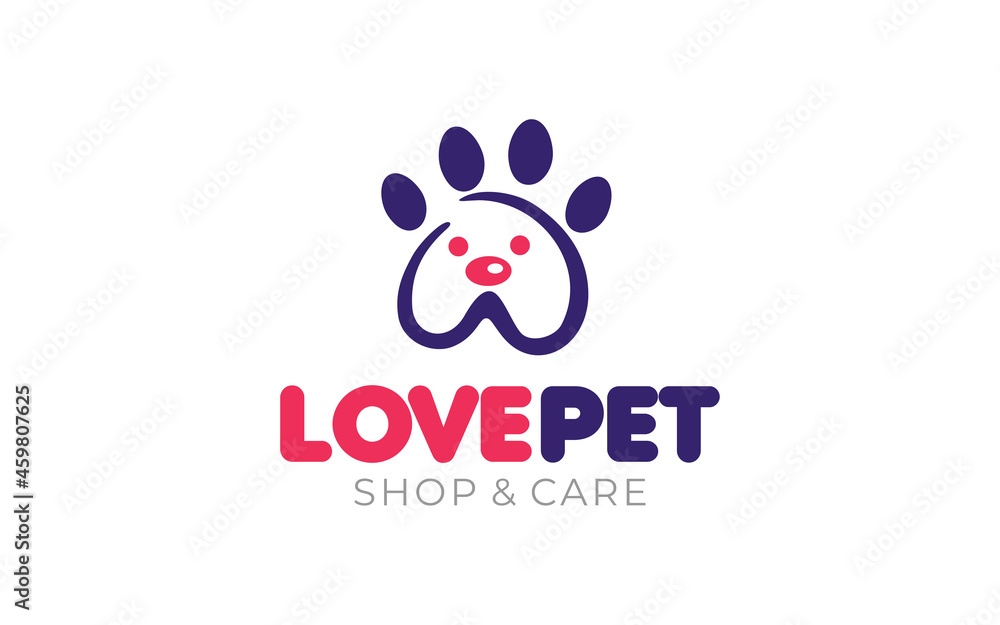 Illustration vector graphic of paw clinic and care business logo design template Illustration vector graphic of paw clinic and care business logo design template