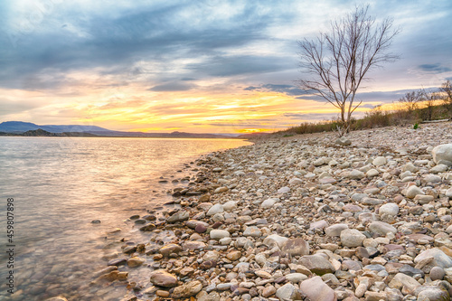 Sunset along the lake in Flaming Gorge, Utah