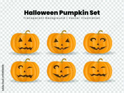 Halloween Pumpkin Set Vector Illustration