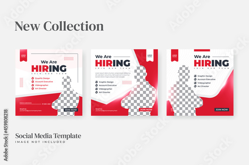 Set of we are hiring job position. for flyer or social media post template