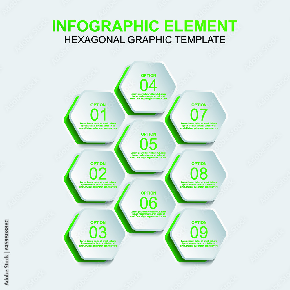 hexagon infographic element vector template with step or option