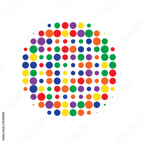 Colorful Halftone Gradation. Vector Background. Abstract Half. Texture Dots. Dot Gradation. Circle Grunge. Gradient Logo. Effect Background. Round Logo.