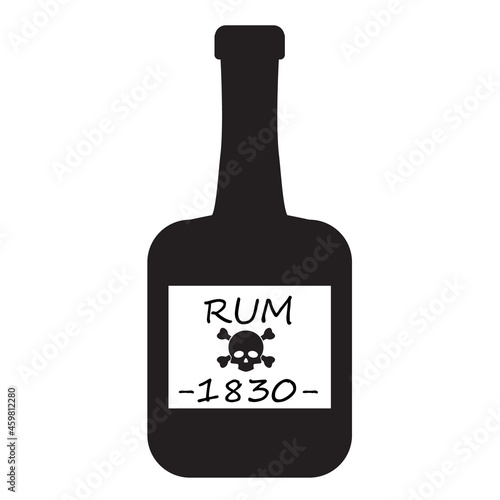 pirate rum bottle on white background. Rum bottles sign. flat style.