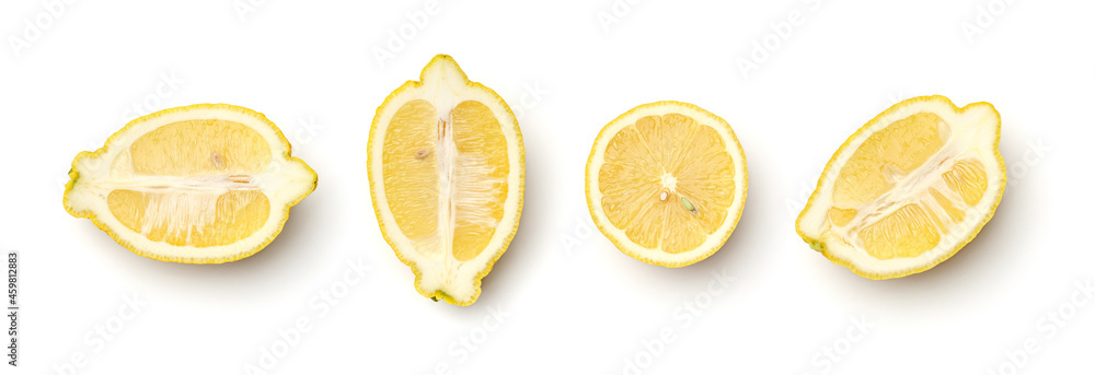 Collection of lemons isolated on white background