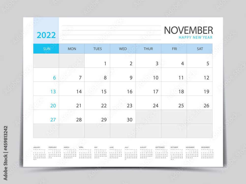 November layout design, calendar 2022 year template, Planner simple, Desk calendar 2022 design, blue calendar desgin, Wall calendar design, printing media, advertisement, office organizer, vector November layout design, calendar 2022 year template, Planner simple, Desk calendar 2022 design, blue calendar desgin, Wall calendar design, printing media, advertisement, office organizer, vector