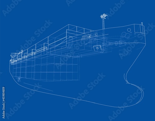 Cargo ship with containers. Vector