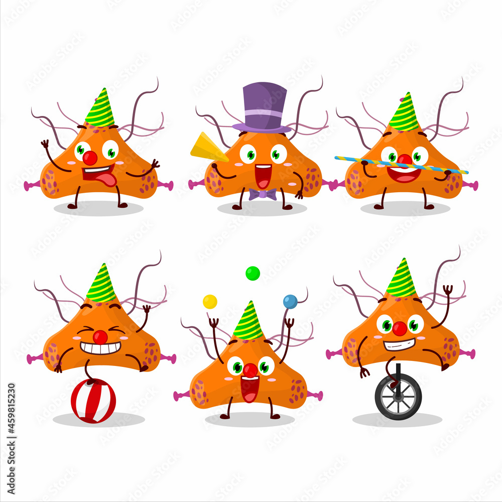 Obraz premium Cartoon character of bacteria virus with various circus shows