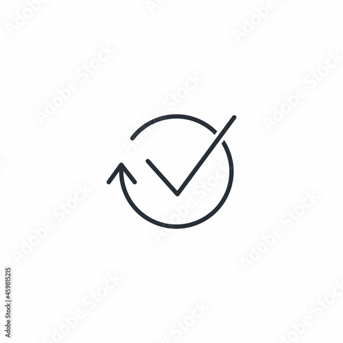 Finished process, converting completed.  Vector linear icon isolated on white background.
