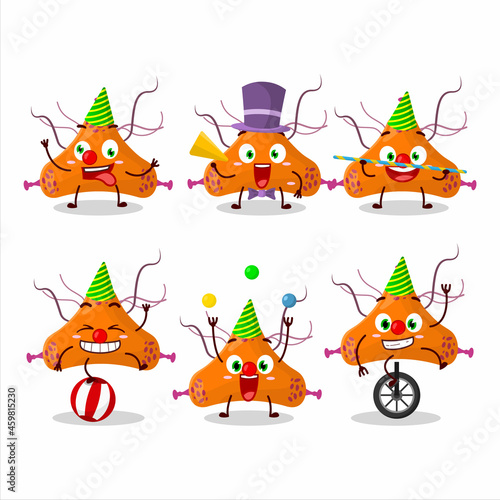 Cartoon character of bacteria virus with various circus shows