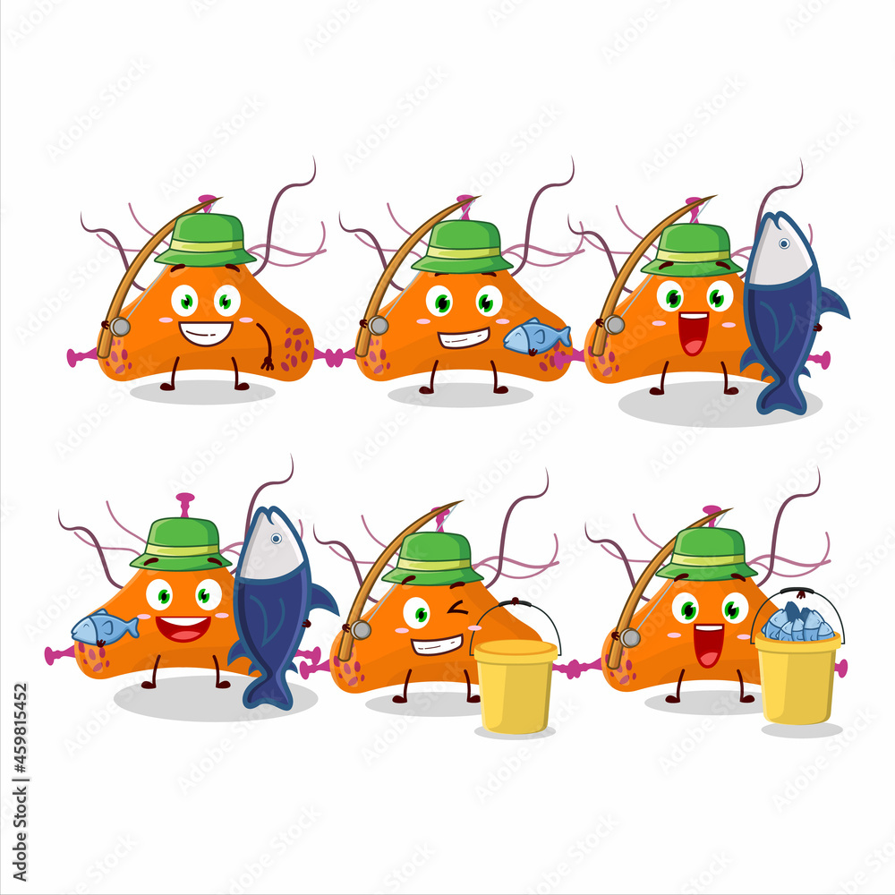 Obraz premium A fisherman bacteria virus cartoon picture catch a big fish