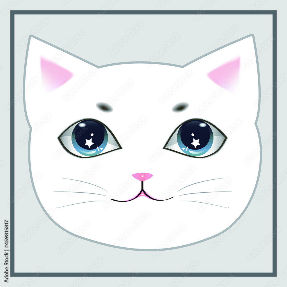 Obraz premium The White Cat Avatar with star in eyes
