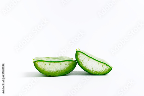Wallpaper Mural Fresh natural Aloe vera slice on white background. Concept for herbal medicine for skincare and hair care. Torontodigital.ca