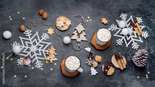 Christmas table setting with sweet treats.