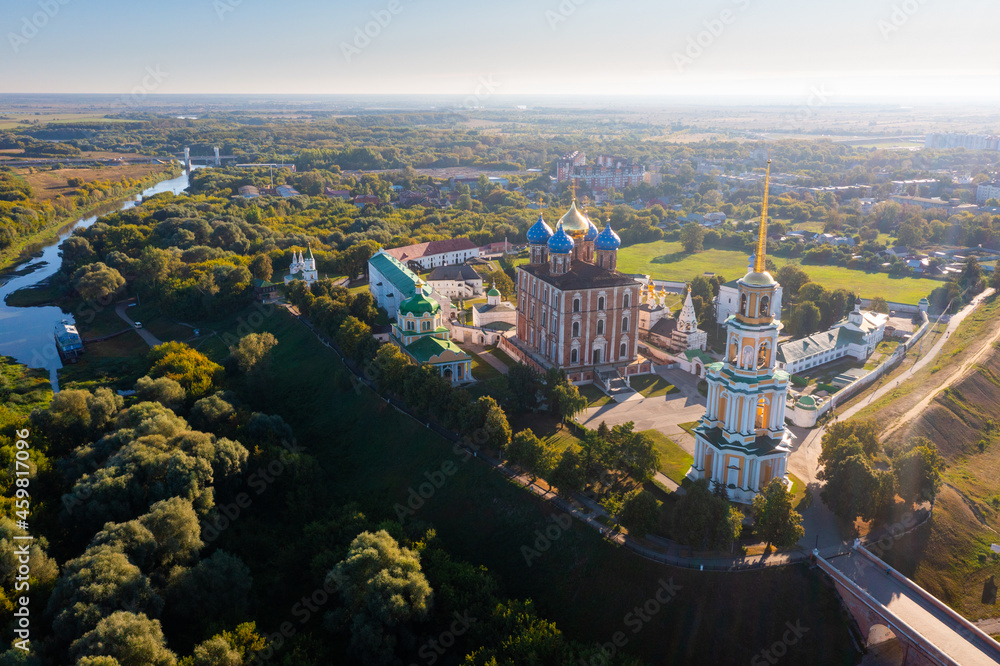 Aerial view of Assumption Cathedral (Uspensky Sobor) in Ryazan, Russia.