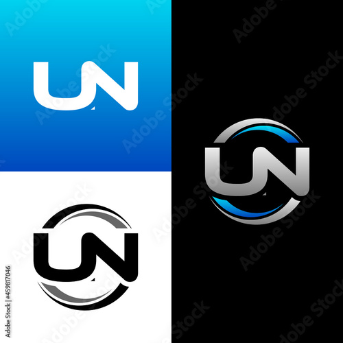 UN Letter Initial Logo Design Template Vector Illustration photo