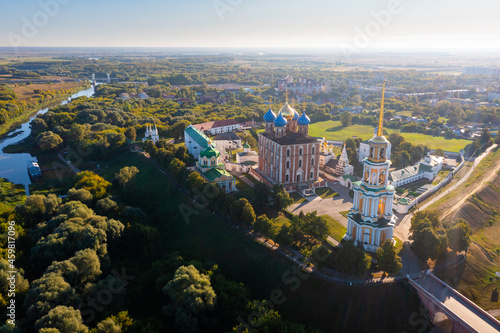 Aerial view of Assumption Cathedral (Uspensky Sobor) in Ryazan, Russia.