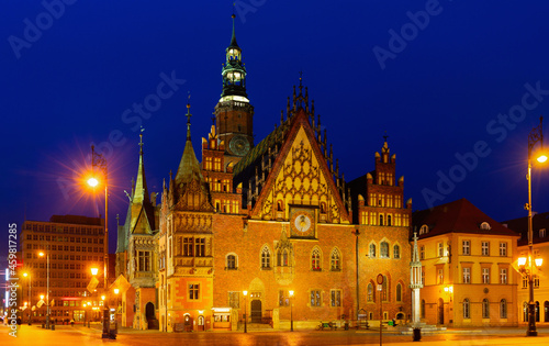 Evening view of the town hall city Wroclaw. Poland © JackF