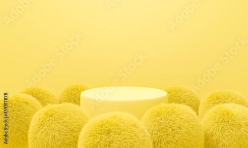 Abstract yellow background cute. 3d rendering for pedestal, stage, podium on pastel color.