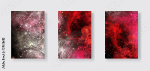 Space Abstract Galaxy Banners set. Vector design.