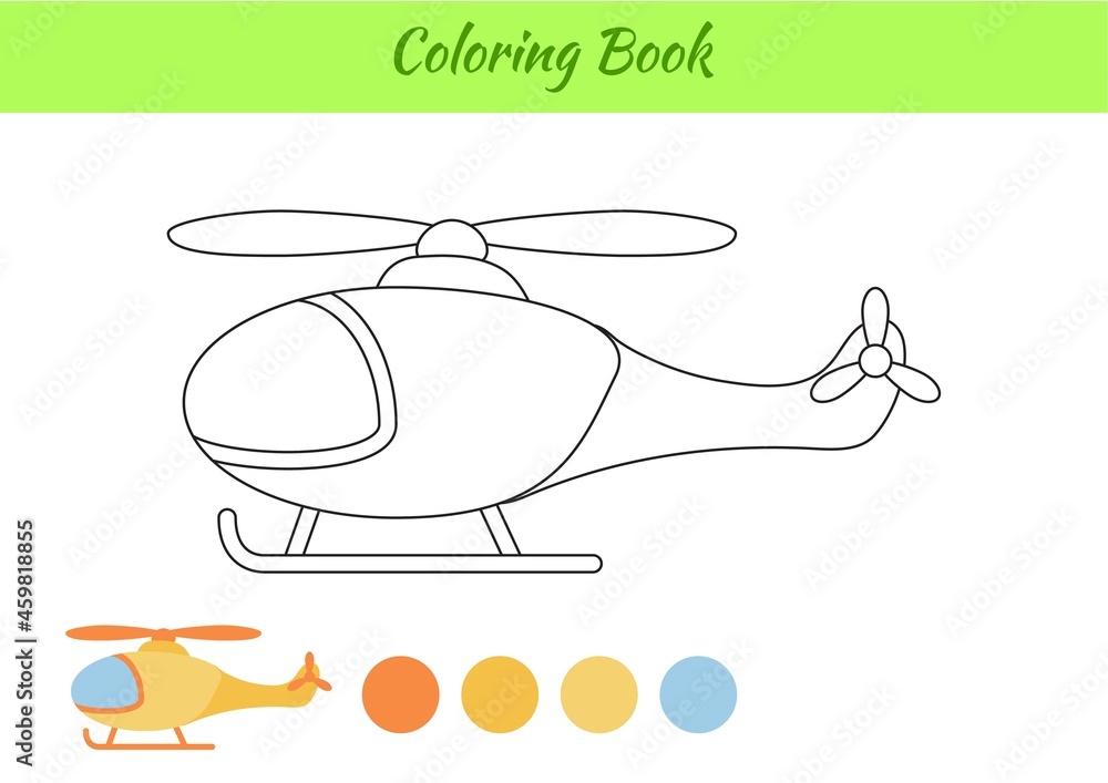 Coloring book helicopter for children. Educational activity page for ...