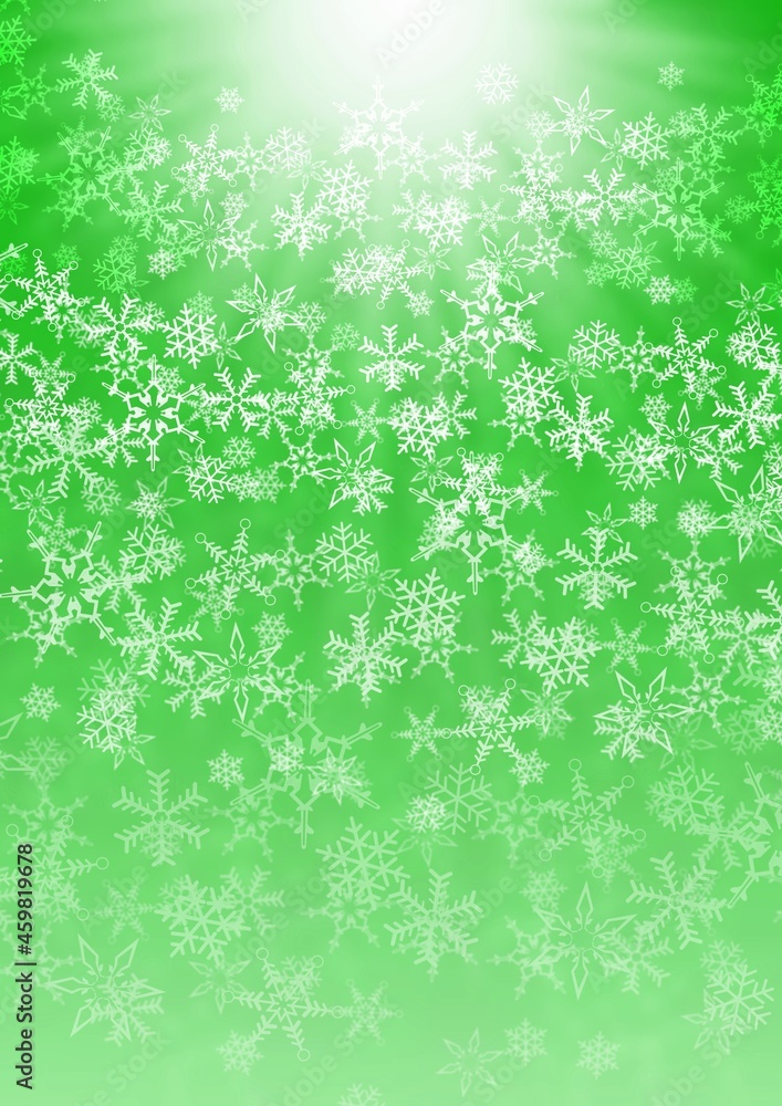 光と雪の結晶がある緑色の背景イラスト 光と雪の結晶がある緑色の背景イラスト