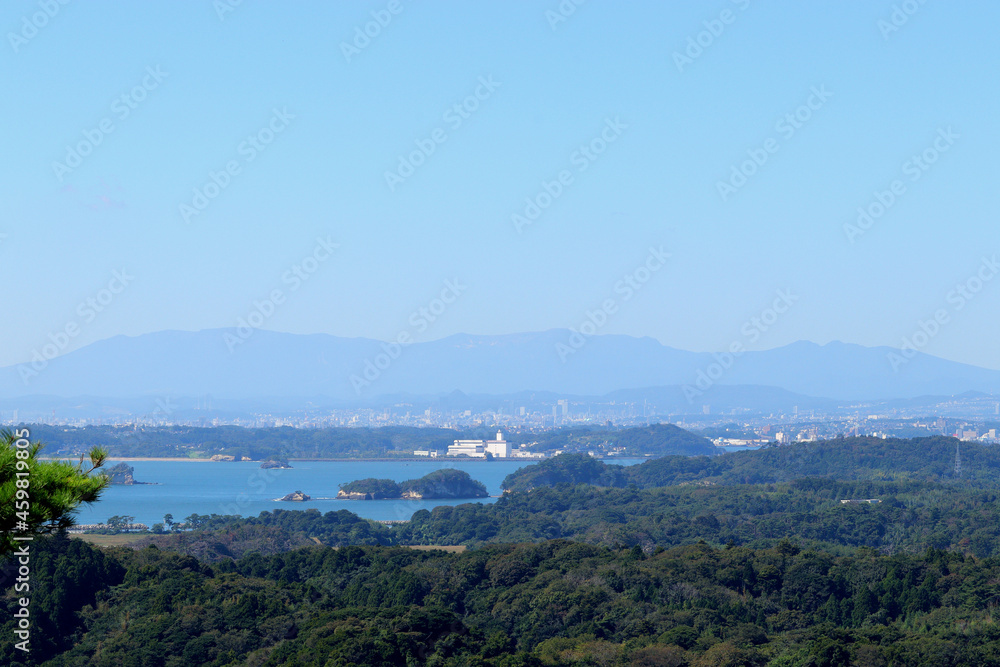 奥松島の大高森展望台から見る奥羽山脈蔵王連峰　　宮城県