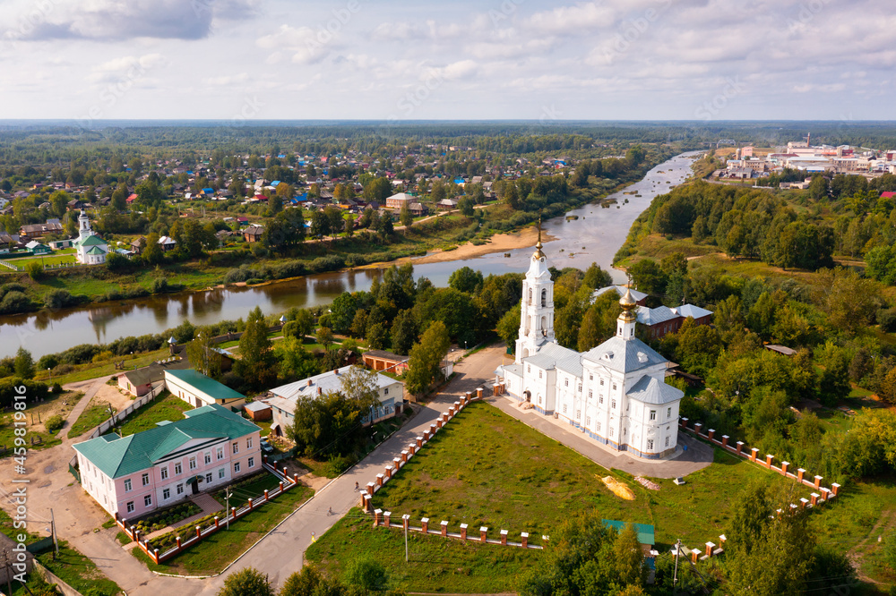 Bird's eye view of Buy, town in Kostroma oblast. Cathedral of the Annunciation can be seen from above.