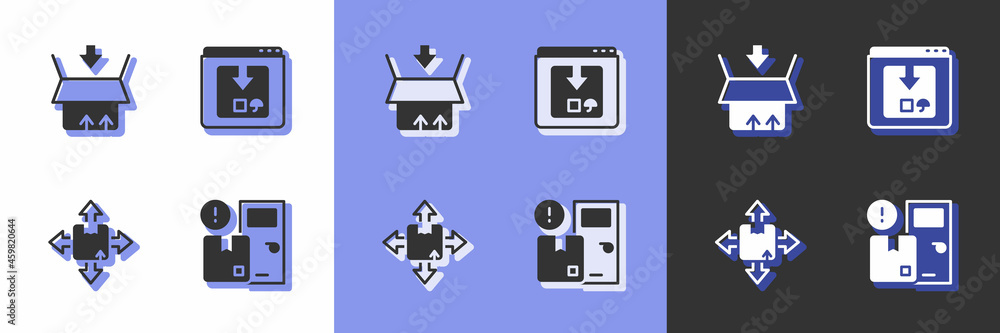 Set Home delivery services, Carton cardboard box, and Online app tracking icon. Vector Set Home delivery services, Carton cardboard box, and Online app tracking icon. Vector