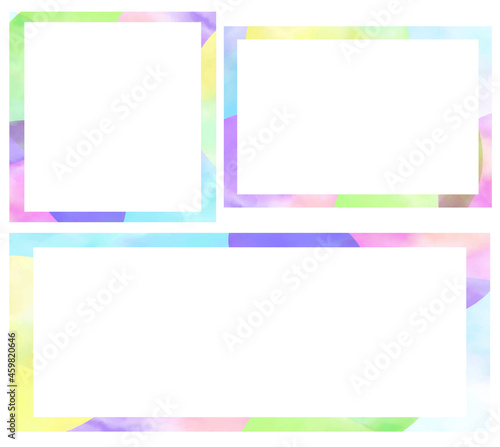 スクエアフレームセット(カラフル水彩グラデーション)