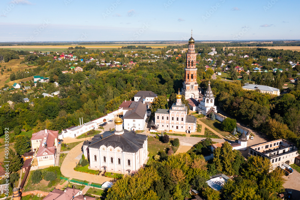 Obraz premium Aerial photo of Poshchupovo, Russia. Monastery of Saint John the Theologian visible from above.
