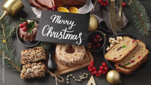 Wallpaper Mural Christmas background, video, holiday dinner on  dark background, rotate Torontodigital.ca