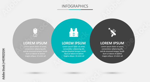 Set Fishing jacket, lure and harpoon. Business infographic template. Vector