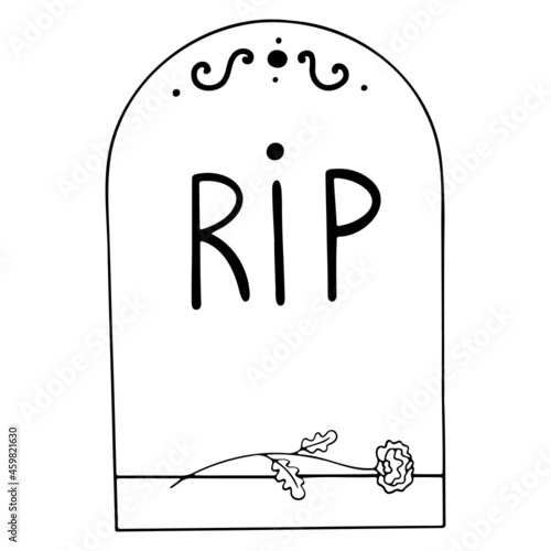 tombstone, doodle icon for halloween