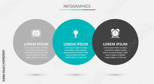 Set Creative lamp light idea, Certificate template and Alarm clock. Business infographic template. Vector
