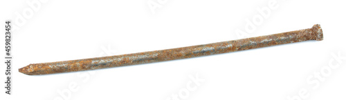 A rusty nail isolated on a white background