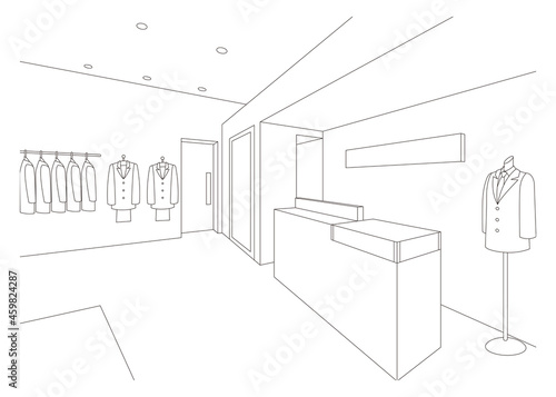ブティックの線画ベクターイラスト