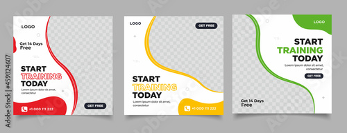 Fitness instagram gym social media post template	