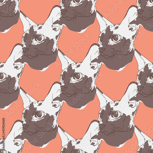 seamless pattern with cat heads, vector illustration